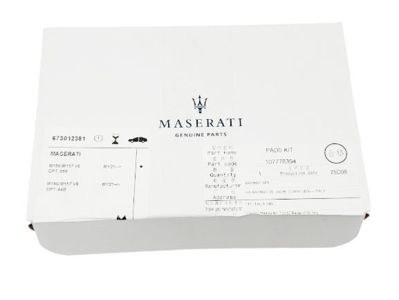 Original Maserati Front Brake Pad Set 673012042