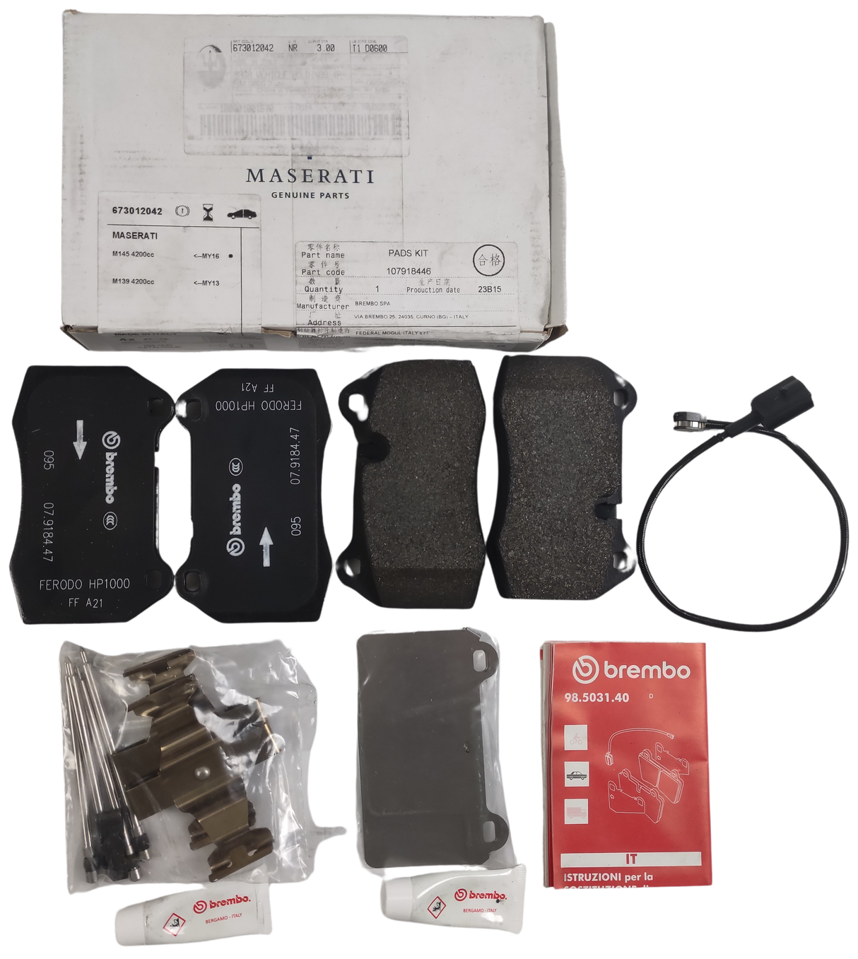 Original Maserati Front Brake Pad Set 673012042